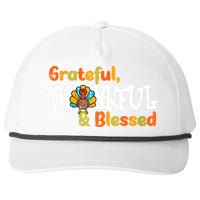 Thankful Grateful Blessed Thanksgiving Turkey Girls Snapback Five-Panel Rope Hat