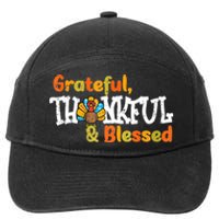 Thankful Grateful Blessed Thanksgiving Turkey Girls 7-Panel Snapback Hat