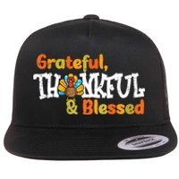 Thankful Grateful Blessed Thanksgiving Turkey Girls Flat Bill Trucker Hat