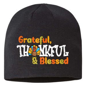 Thankful Grateful Blessed Thanksgiving Turkey Girls Sustainable Beanie