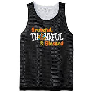 Thankful Grateful Blessed Thanksgiving Turkey Girls Mesh Reversible Basketball Jersey Tank