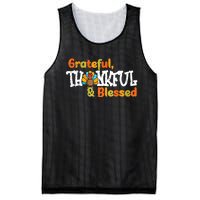 Thankful Grateful Blessed Thanksgiving Turkey Girls Mesh Reversible Basketball Jersey Tank