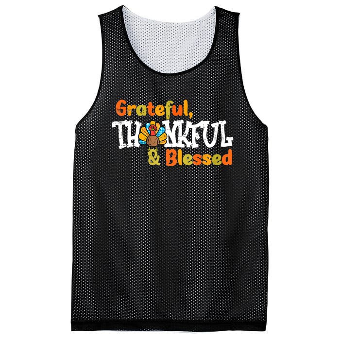 Thankful Grateful Blessed Thanksgiving Turkey Girls Mesh Reversible Basketball Jersey Tank