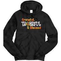 Thankful Grateful Blessed Thanksgiving Turkey Girls Tie Dye Hoodie