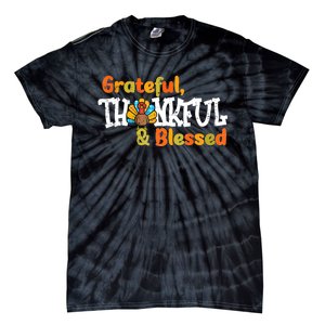 Thankful Grateful Blessed Thanksgiving Turkey Girls Tie-Dye T-Shirt