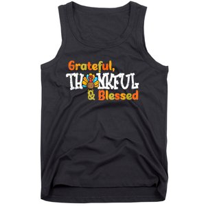 Thankful Grateful Blessed Thanksgiving Turkey Girls Tank Top