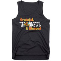 Thankful Grateful Blessed Thanksgiving Turkey Girls Tank Top