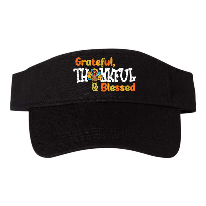 Thankful Grateful Blessed Thanksgiving Turkey Girls Valucap Bio-Washed Visor