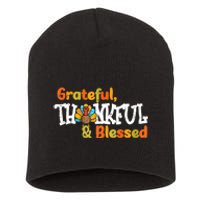 Thankful Grateful Blessed Thanksgiving Turkey Girls Short Acrylic Beanie