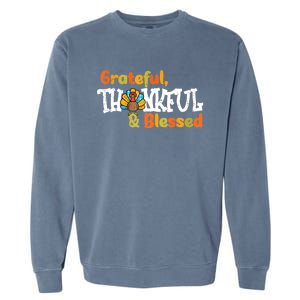 Thankful Grateful Blessed Thanksgiving Turkey Girls Garment-Dyed Sweatshirt