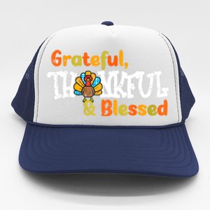 Thankful Grateful Blessed Thanksgiving Turkey Girls Trucker Hat