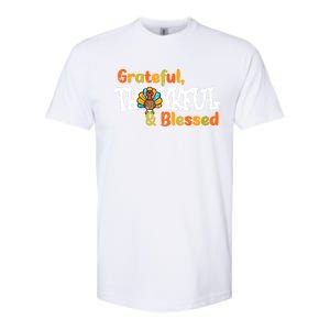 Thankful Grateful Blessed Thanksgiving Turkey Girls Softstyle CVC T-Shirt