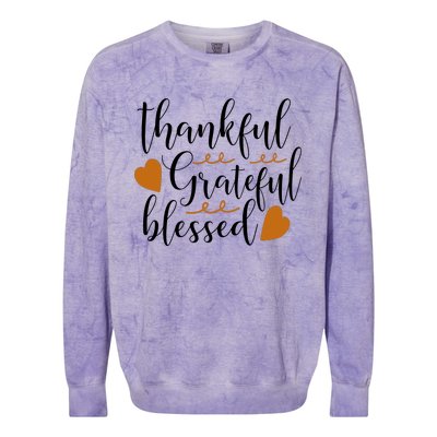 Thankful Grateful Blessed Colorblast Crewneck Sweatshirt