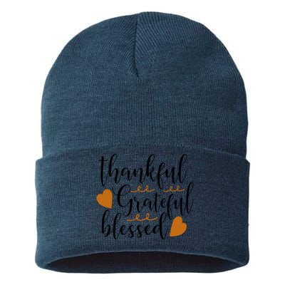 Thankful Grateful Blessed Sustainable Knit Beanie