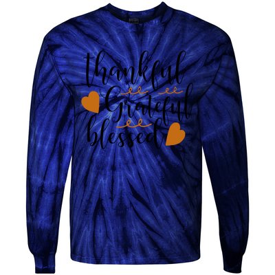 Thankful Grateful Blessed Tie-Dye Long Sleeve Shirt