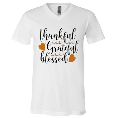 Thankful Grateful Blessed V-Neck T-Shirt