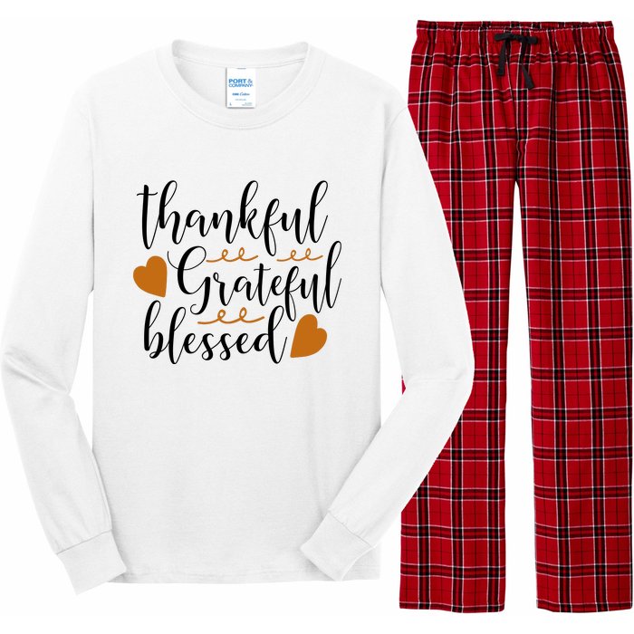 Thankful Grateful Blessed Long Sleeve Pajama Set