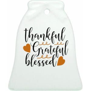 Thankful Grateful Blessed Ceramic Bell Ornament