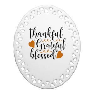 Thankful Grateful Blessed Ceramic Oval Ornament