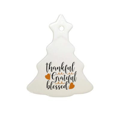 Thankful Grateful Blessed Ceramic Tree Ornament