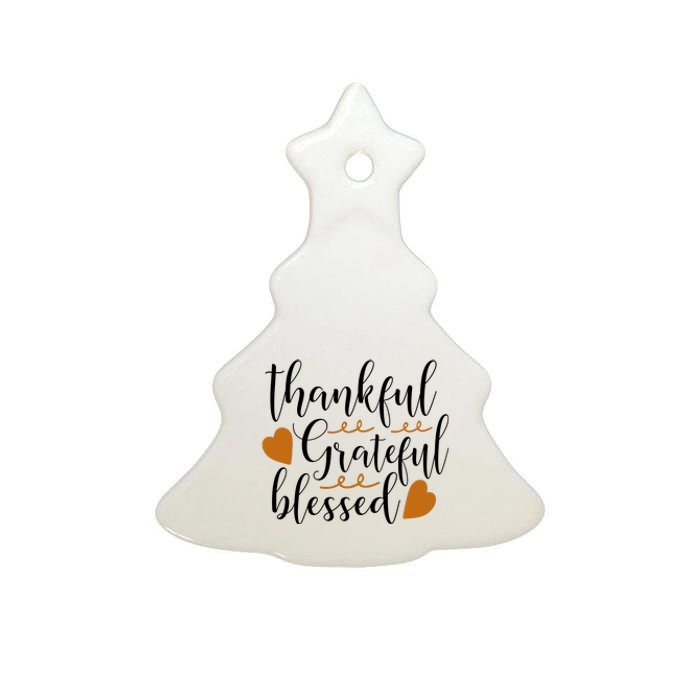 Thankful Grateful Blessed Ceramic Tree Ornament