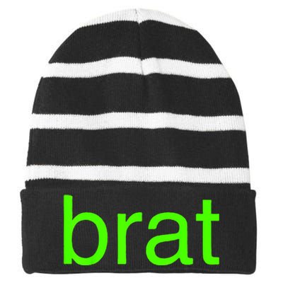 Trending Green Brat Striped Beanie with Solid Band