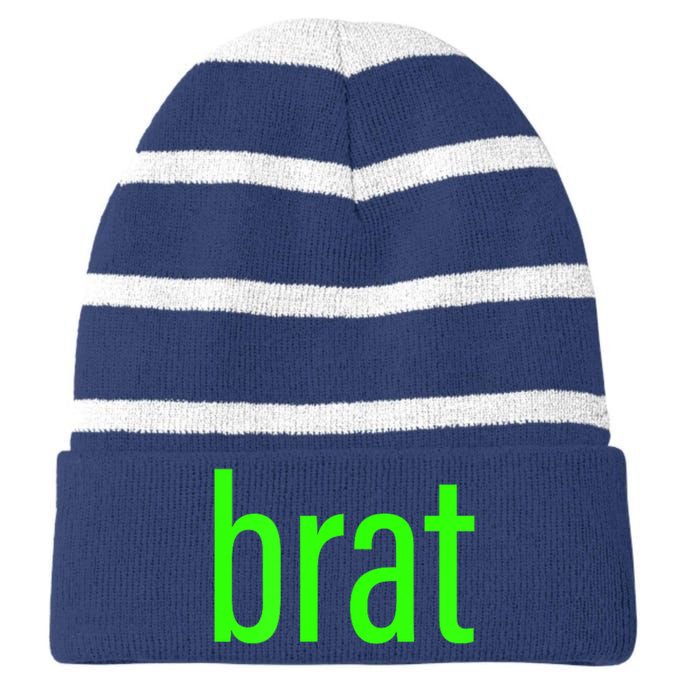 Trending Green Brat Striped Beanie with Solid Band