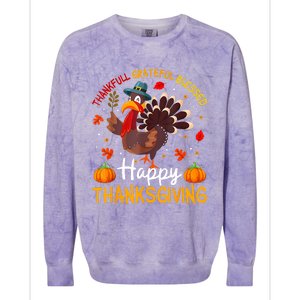 Thankful Grateful Blessed Turkey Family Happy Thanksgiving Colorblast Crewneck Sweatshirt