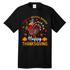 Thankful Grateful Blessed Turkey Family Happy Thanksgiving Tall T-Shirt