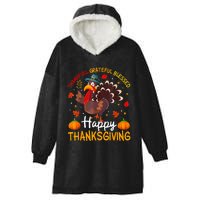 Thankful Grateful Blessed Turkey Family Happy Thanksgiving Hooded Wearable Blanket