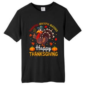 Thankful Grateful Blessed Turkey Family Happy Thanksgiving Tall Fusion ChromaSoft Performance T-Shirt