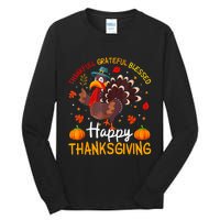 Thankful Grateful Blessed Turkey Family Happy Thanksgiving Tall Long Sleeve T-Shirt