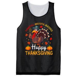 Thankful Grateful Blessed Turkey Family Happy Thanksgiving Mesh Reversible Basketball Jersey Tank