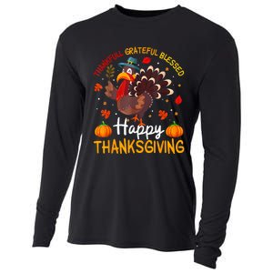 Thankful Grateful Blessed Turkey Family Happy Thanksgiving Cooling Performance Long Sleeve Crew