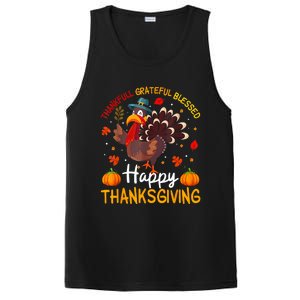 Thankful Grateful Blessed Turkey Family Happy Thanksgiving PosiCharge Competitor Tank