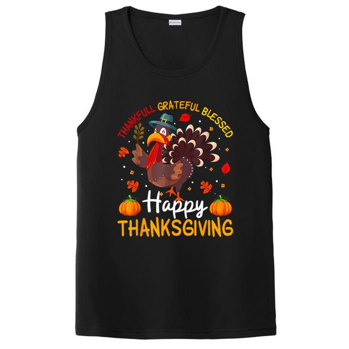 Thankful Grateful Blessed Turkey Family Happy Thanksgiving PosiCharge Competitor Tank