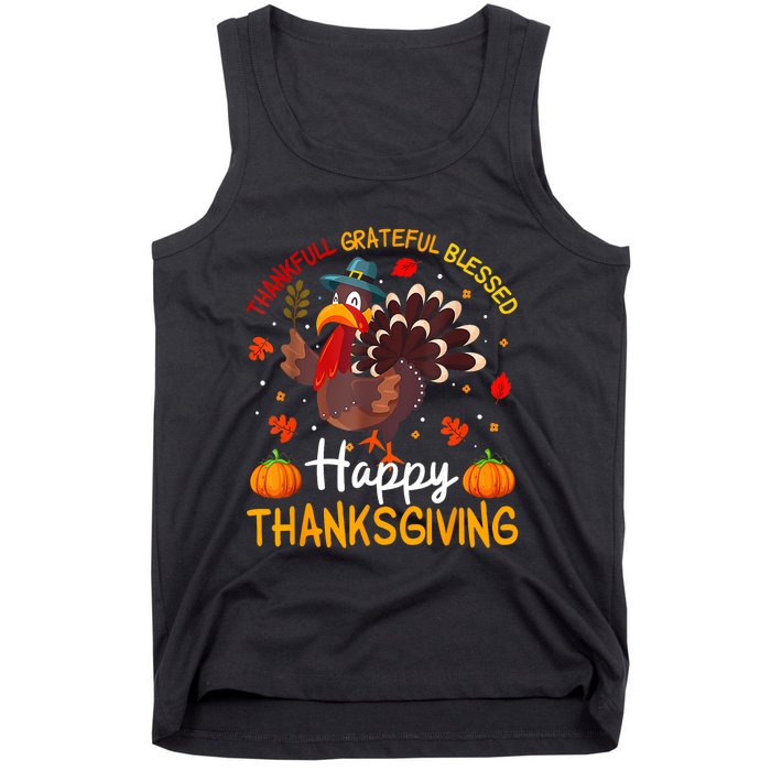 Thankful Grateful Blessed Turkey Family Happy Thanksgiving Tank Top