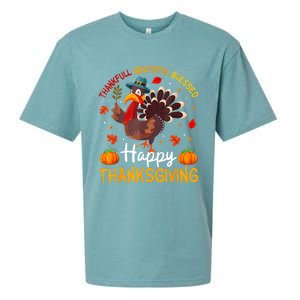 Thankful Grateful Blessed Turkey Family Happy Thanksgiving Sueded Cloud Jersey T-Shirt