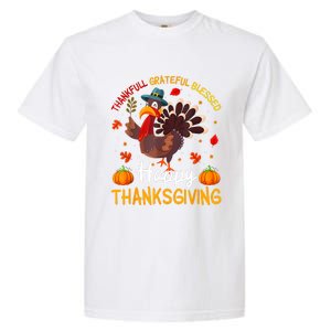 Thankful Grateful Blessed Turkey Family Happy Thanksgiving Garment-Dyed Heavyweight T-Shirt