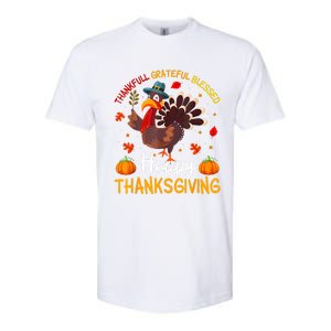 Thankful Grateful Blessed Turkey Family Happy Thanksgiving Softstyle CVC T-Shirt