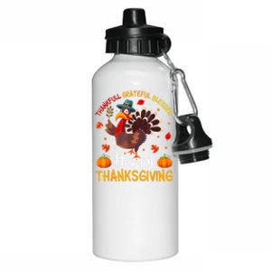 Thankful Grateful Blessed Turkey Family Happy Thanksgiving Aluminum Water Bottle