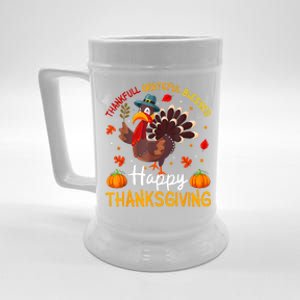 Thankful Grateful Blessed Turkey Family Happy Thanksgiving Beer Stein