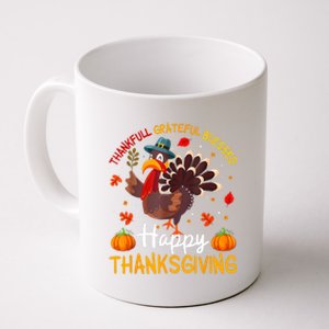 Thankful Grateful Blessed Turkey Family Happy Thanksgiving Coffee Mug