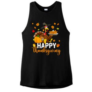 Thankful Grateful Blessed Turkey Women Happy Thanksgiving Ladies PosiCharge Tri-Blend Wicking Tank