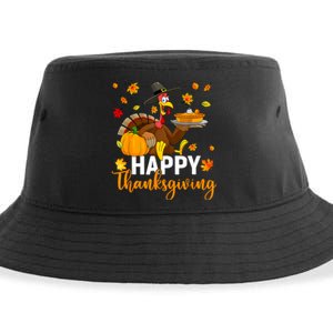 Thankful Grateful Blessed Turkey Women Happy Thanksgiving Sustainable Bucket Hat