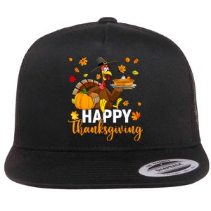 Thankful Grateful Blessed Turkey Women Happy Thanksgiving Flat Bill Trucker Hat