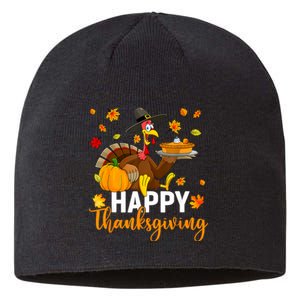 Thankful Grateful Blessed Turkey Women Happy Thanksgiving Sustainable Beanie