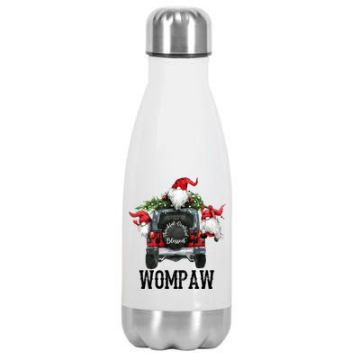 Thankful Grateful Blessed Wompaw Grandpa Gift Stainless Steel Insulated Water Bottle