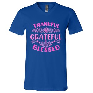 Thankful Grateful Blessed Gift V-Neck T-Shirt