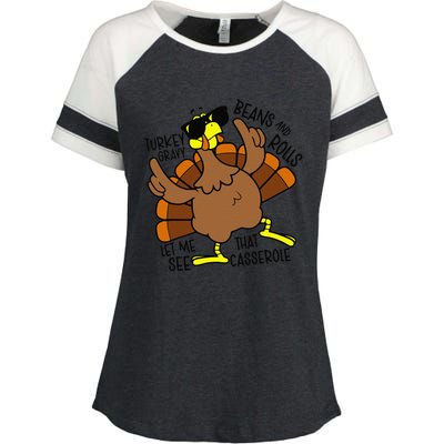 Turkey Gravy Beans And Rolls Let Me See That Casserole Enza Ladies Jersey Colorblock Tee